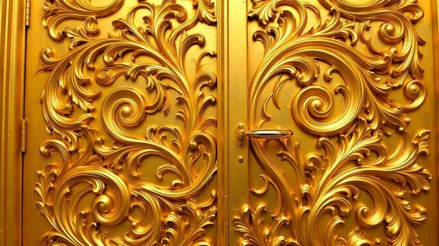Golden ornate door with intricate floral design