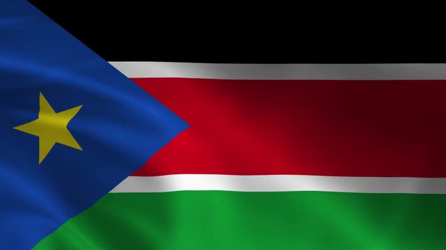 Waving flag of South Sudan a national symbol with a star and stripes representing patriotism and independence for graphic design