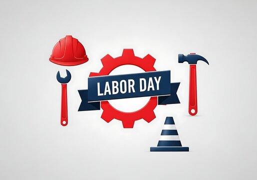 Labor day celebration with industrial tools
