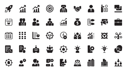 Black silhouette of business and startup concepts rocket