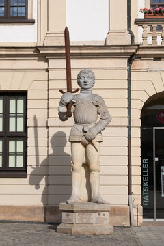 The Magdeburger Roland on Alte Markt square in front of Town Hall in Magdeburg, Germany