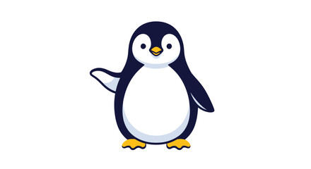 Fototapeta premium Adorable cartoon penguin standing with friendly expression