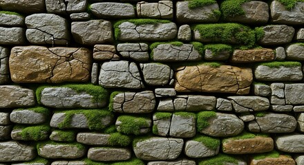 Obraz premium Stone Wall with Moss. (1)