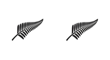 Two silver fern symbols against a white backdrop graphic silhouette © MDFaruk