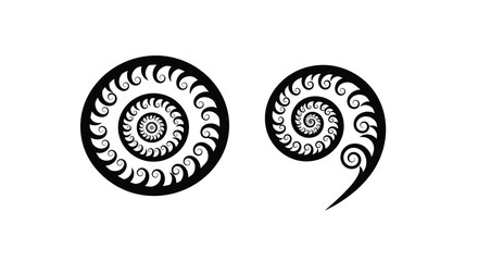 Intricate spiral designs create a striking black shape silhouette © MDFaruk