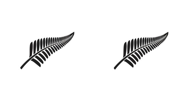 Two silver fern symbols against a white backdrop graphic silhouette