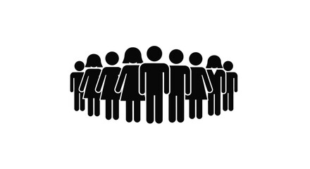 A group of people standing closely together depicted as a silhouette