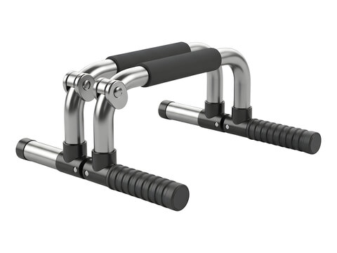 Pair of steel push up bars with foam grips isolated on transparent background gym equipment