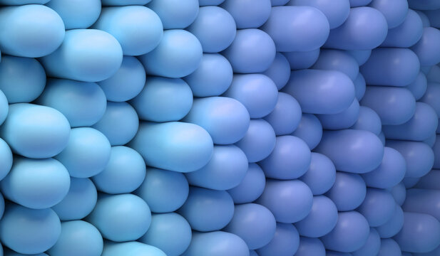 Abstract blue capsules background in layered pattern
