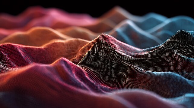 Vibrant digital landscape with pulsing colorful ecg strokes on a dark background futuristic technology concept