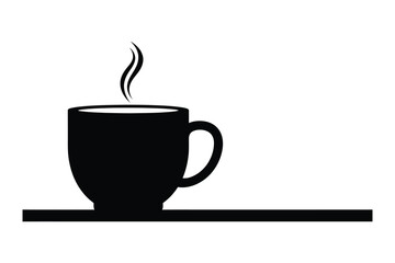 Obraz premium A simple black and white illustration of a hot beverage in a cup