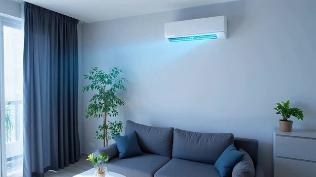 Modern living room with air conditioner
