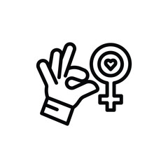 female empowerment love sign hand gesture icon icon.