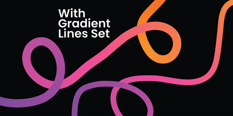 Obraz premium Gradient lines set with colorful swirling shapes