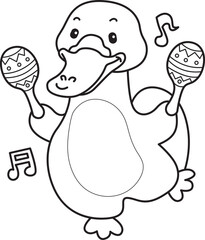 Coloring pages of Cute set of platypus sticker with activity. Outline of platypus 
