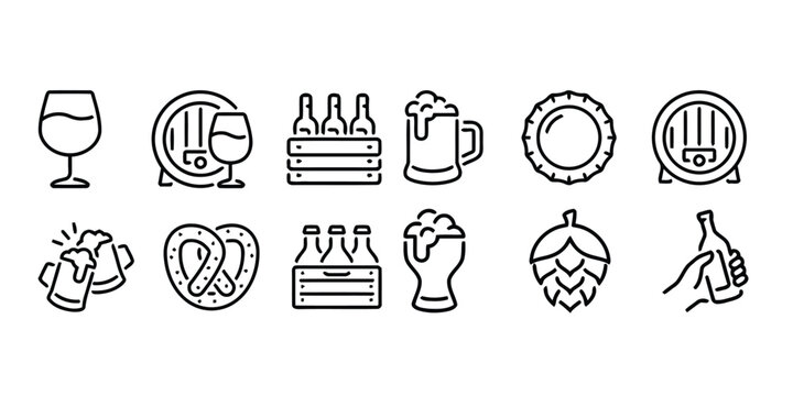 Beer icons and symbols for brewery and pub