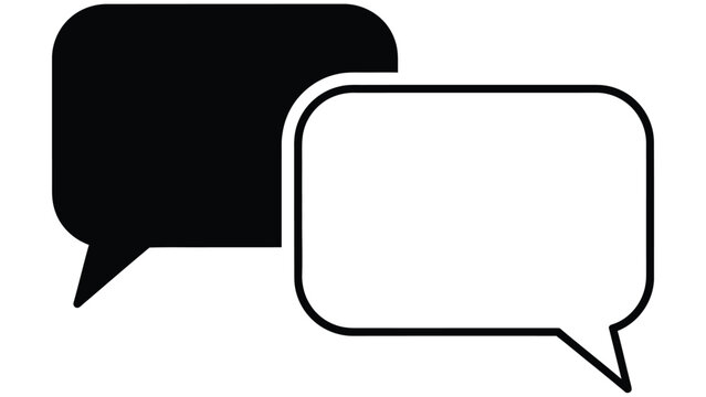 Two overlapping speech bubbles in black and white colors