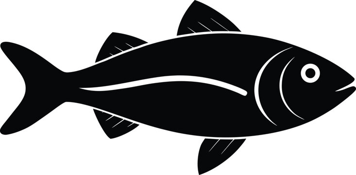 anabas fish silhouette vector art illustration, black and white design