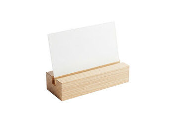 Business card holder with blank white card isolated on transparent background
