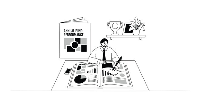 Annual performance review vector illustration