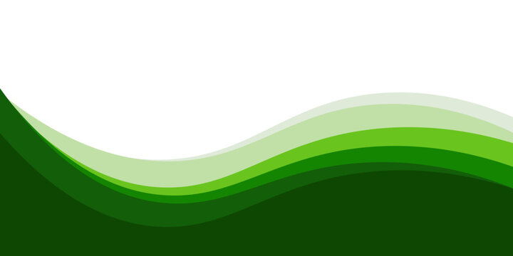 Abstract White and Green wave wide background banner
