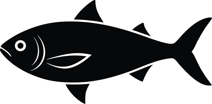 bluefish silhouette vector art illustration, black and white design