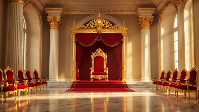 Royal throne room with golden throne