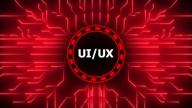 UI/UX&ndash; User Interface / User Experience. UI/UX concept head up display (HUD UI) panel and futuristic technology.Digital Data moving on Circuit Board and CPU.Computer Processing and organizing data.4k