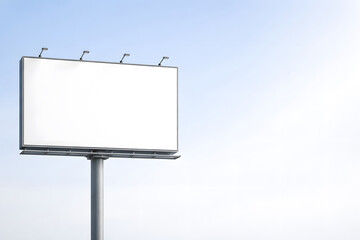 Obraz premium Blank White Billboard Outdoor Advertising Space Against Blue Sky
