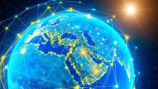 Globe with network connections