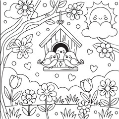 Bold and Easy Cute Spring Coloring Pages
