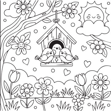 Bold and Easy Cute Spring Coloring Pages