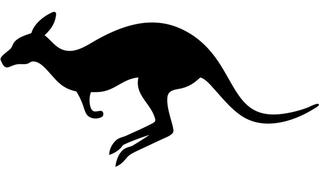kangaroo black silhouette icon, jumping animal silhouette, transparent background