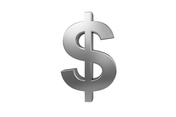 Obraz premium Silver dollar sign in 3d rendering, depicting wealth, currency, finance, business, and global economy
