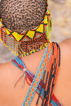 Colorful beadwork of the San people in Namibia