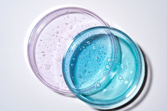 Textures of a petri dish with vibrant blue and purple hues