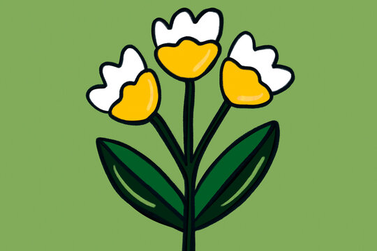 Spring flower illustration with yellow and white petals