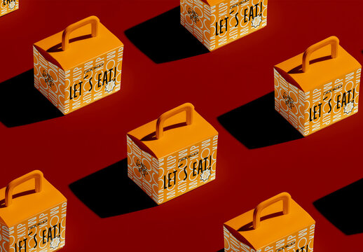 Takeaway Food Packaging Box Pattern Mockup