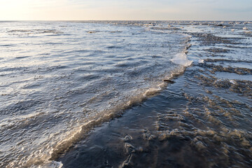 frozen Wadden Sea in Cuxhaven, Germany