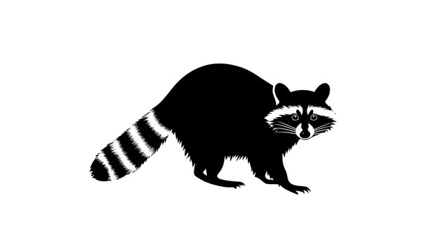 A single raccoon illustrated with a distinctive mask and a striped tail