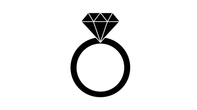 An elegant, minimalist illustration of a diamond ring, featuring a solitaire diamond atop a simple band