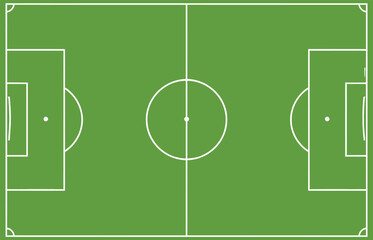 Green Soccer Field Vector Illustration with White Markings - Top View Football Pitch