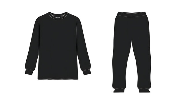 A black long sleeve shirt and pants set, perfect for comfort and style