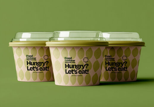 Kraft Paper Food Container Cup Packaging Mockup