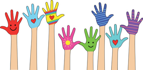 Cute children construction workers building brick wall with tools in city park, little builders character set vector illustration isolated.