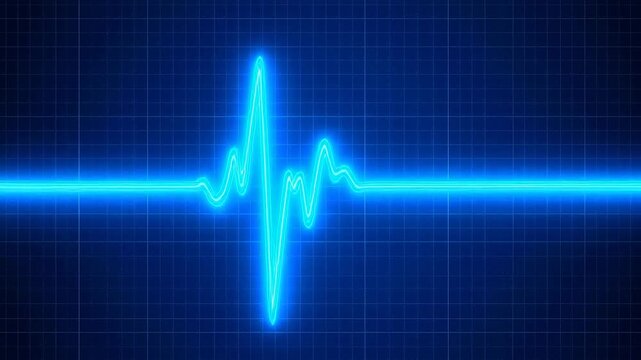 Blue neon heart rate line on grid