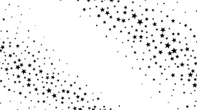 Black halftone scatter star frame on white