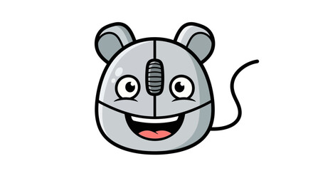 Naklejka premium Smiling Computer Mouse Cartoon Character.