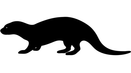 Fototapeta premium otter black silhouette icon, river animal silhouette, transparent background