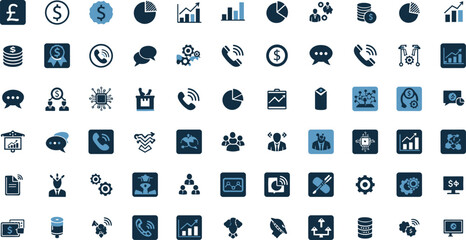 Business finance and communication icons collection corporate vector illustration set
